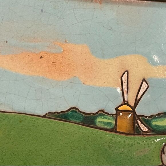 Antique Framed Don Quixote Sancho 8” Enameled Clay 8” Square Tiles Custom Framed - Picture 14 of 16